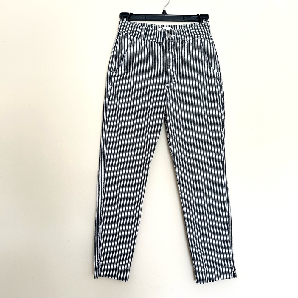 Hollister Women’s Black & White Vertical Stripe Ultra High Rise Pants Chinos